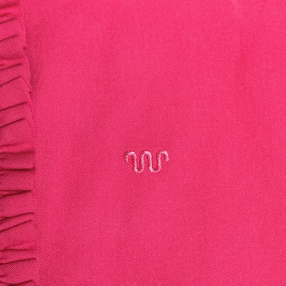 King Ranch Pink Cotton Ruffle Mock Neck Western Field Shirt Blouse Long Size XL‎